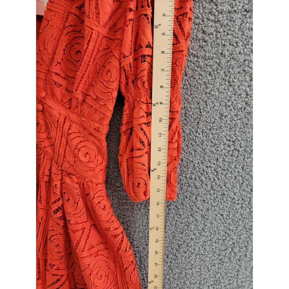 Cult Gaia Willow Embroidered MIDI Dress Women's XS Tangerine Button Closure - Picture 5 of 15